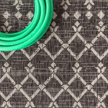 Ourika Moroccan Geometric Textured Weave Indoor/outdoor Square Rug